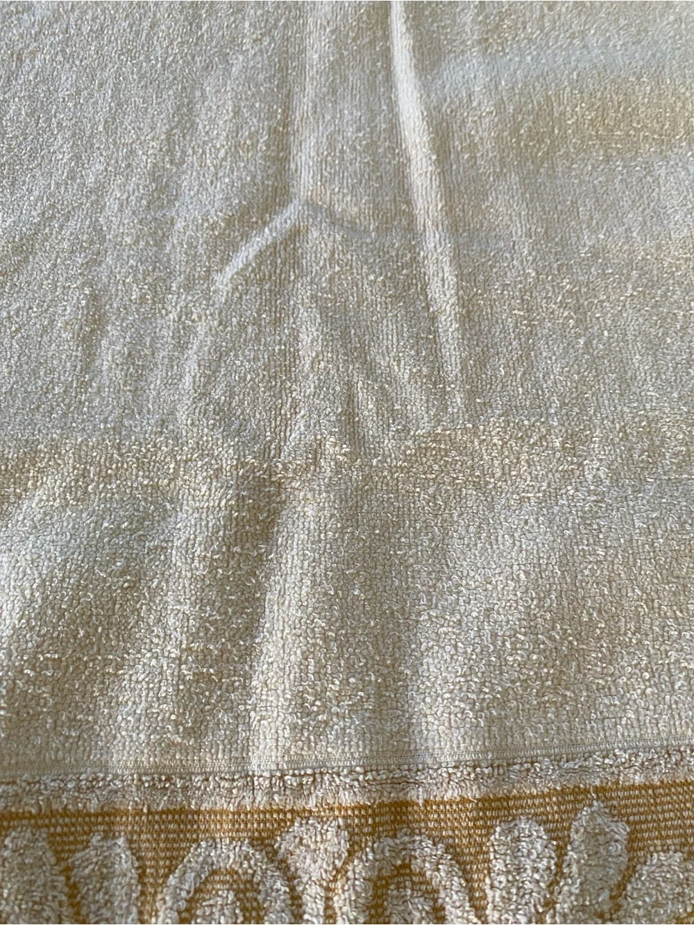 Vintage Cannon Monticello Sculpted Fringed Bath Towel Beige Tan